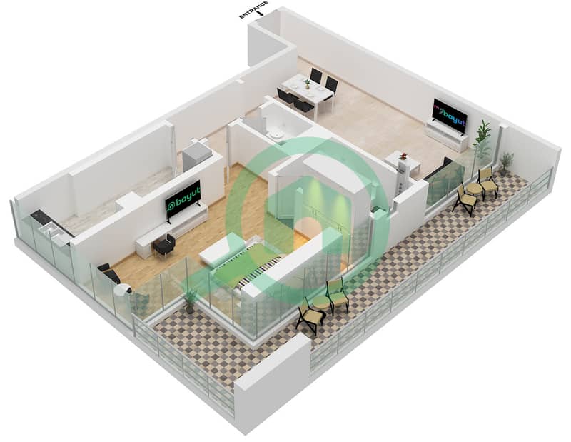 Type H Unit 07 Floor 2,6,10,14 Graygate Residences - 1 Bedroom Apartment Type/unit H / UNIT 07 FLOOR 2,6,10 Floor plan Type H Unit 07 Floor 2,6,10,14 interactive3D