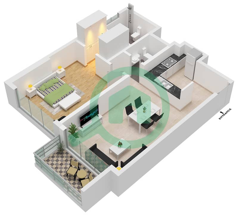 Type J Unit 04 Floor 3,7,11,14 Graygate Residences - 1 Bedroom Apartment Type/unit J / UNIT 04 FLOOR 3,7,11 Floor plan Type J Unit 04 Floor 3,7,11,14 interactive3D