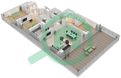 المخططات الطابقية لتصميم الوحدة 1  FLOOR 8 شقة 3 غرف نوم - غولف بروميناد 2