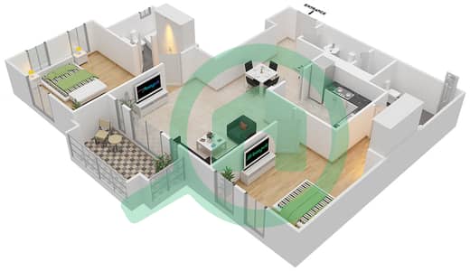 Zaafaran 2 - 2 Bedroom Apartment Unit 10\FLOOR 1-3 Floor plan