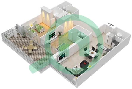 Golf Promenade 2 - 2 Bedroom Apartment Unit 7  FLOOR 9-11 Floor plan