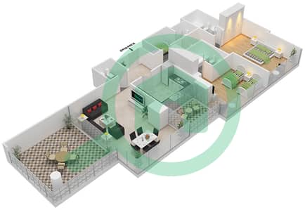 المخططات الطابقية لتصميم الوحدة 9  FLOOR 9-11 شقة 2 غرفة نوم - غولف بروميناد 2