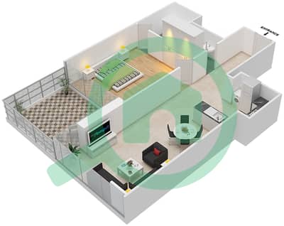 高尔夫长廊公寓2区 - 1 卧室公寓单位3 FLOOR 9-11戶型图