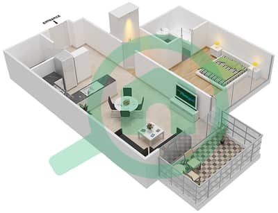 المخططات الطابقية لتصميم الوحدة 8 FLOOR 9-11 شقة 1 غرفة نوم - غولف بروميناد 2