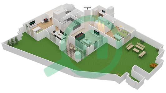 扎法兰3号楼 - 2 卧室公寓单位2 GROUND FLOOR戶型图