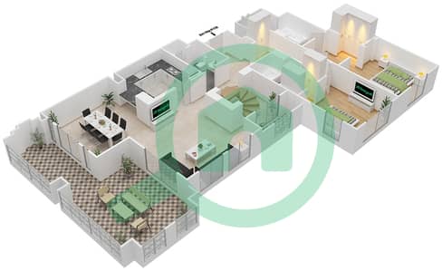 المخططات الطابقية لتصميم الوحدة 2 شقة 2 غرفة نوم - زعفران 3