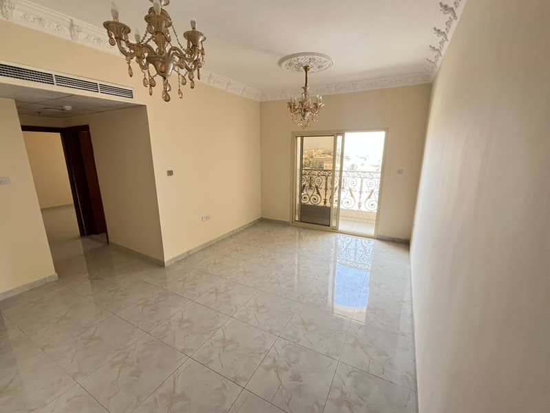 One-bedroom apartment for annual rent in Al Jurf 2, Ajman, near Al Aqsa School and behind Delta Center. It has two bathrooms and a master bedroom.