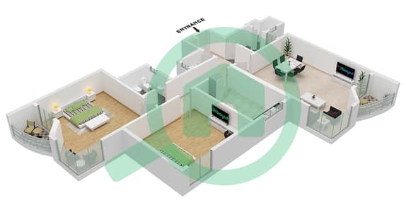 Al Khor Towers - Plano de planta de 2 habitaciones Apartamento Tipo B