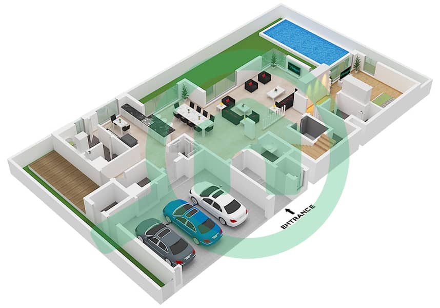 Floor Ground Sobha Reserve - 5 Bedroom Villa Type F Floor plan Floor Ground interactive3D