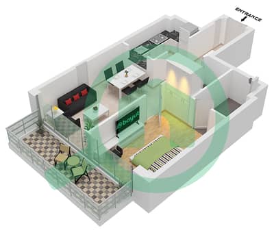 Binghatti Nova - Planimetria del piano di 1 Camera Appartamento Tipo/unità A / UNIT 07 FLOOR 11