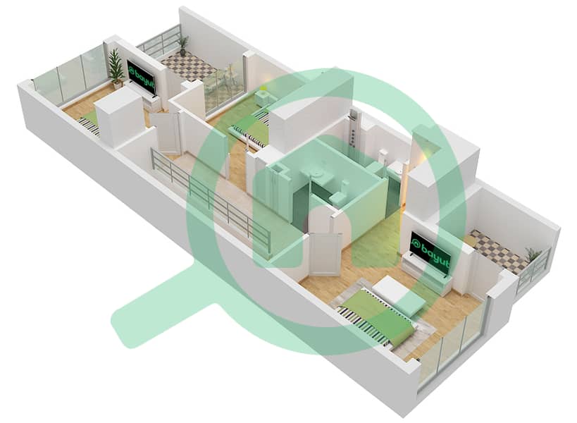 Santorini - 3 Bedroom Townhouse Type TH-A1 Floor plan Floor First interactive3D