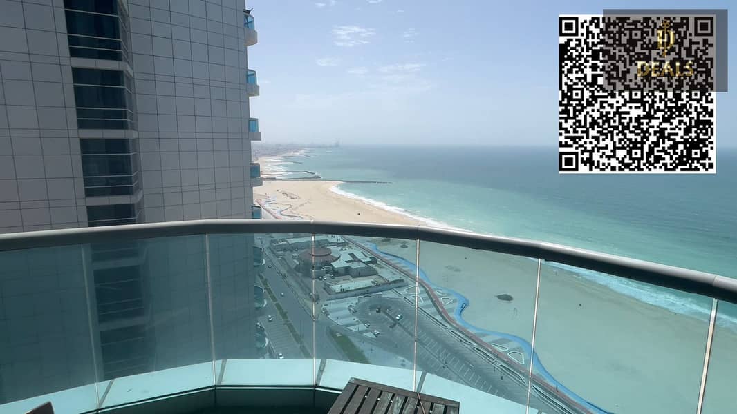 Luxury Furnished 2BHK Sea View in Ajman Corniche, All Bills Included, Pool, Gym, Sauna, Monthly & Yearly Options