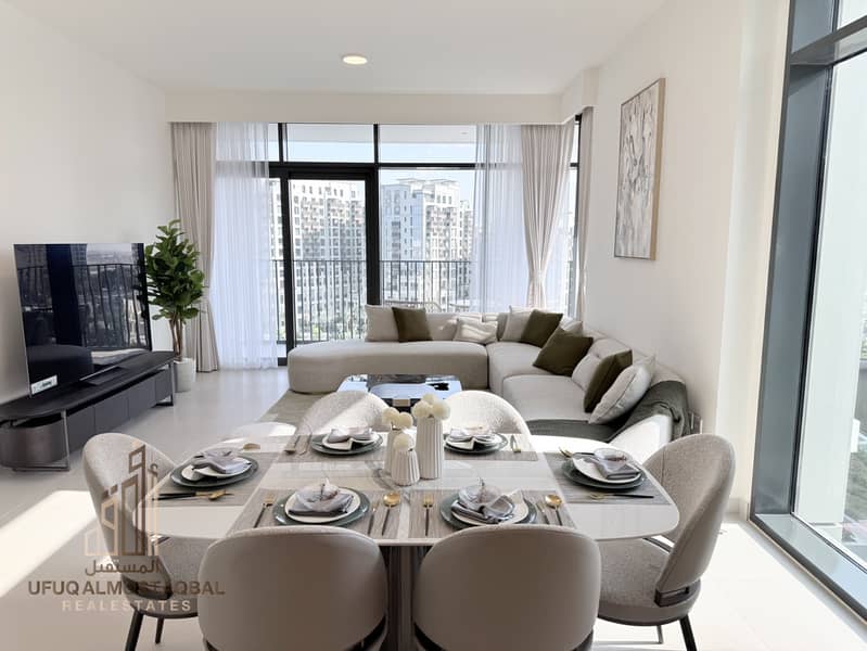 Luxury Furnished 3BR + Maid | Full Canal View | Vacant | Creek Harbour