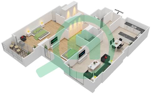 Janayen Avenue - 2 Bedroom Apartment Unit 106 C Floor plan