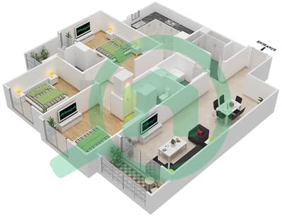 Janayen Avenue - 3 Bedroom Apartment Unit 115 C Floor plan