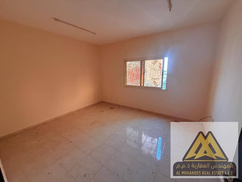 3-bedroom apartment in Al Nuaimiya 1, Ajman. Master bedroom, 3 bathrooms, balcony, central AC. Opposite Al Hikma School. AED 48,000 yearly, 4 payments