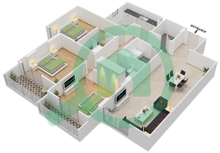 Janayen Avenue - 3 Bedroom Apartment Unit 407 C Floor plan