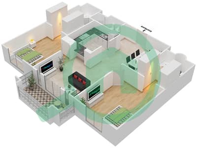 扎法兰4号楼 - 2 卧室公寓单位3 / FLOOR 1戶型图