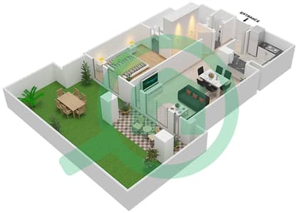 المخططات الطابقية لتصميم الوحدة 6 GROUND FLOOR شقة 1 غرفة نوم - مسکة 2