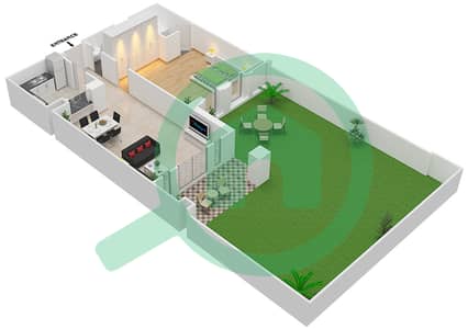 المخططات الطابقية لتصميم الوحدة 13 GROUND FLOOR شقة 1 غرفة نوم - مسکة 2