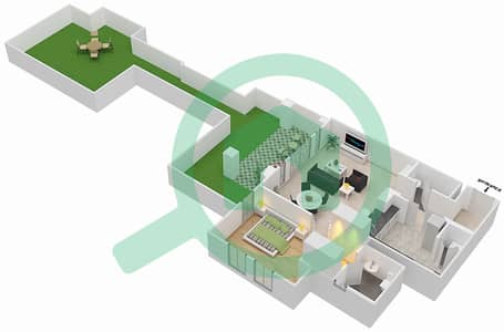 扎法兰5号楼 - 1 卧室公寓单位5 / FLOOR 1戶型图