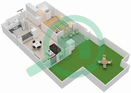 扎法兰5号楼 - 1 卧室公寓单位6 / FLOOR 1戶型图