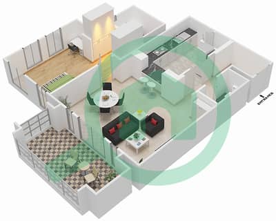 扎法兰5号楼 - 1 卧室公寓单位8 / FLOOR 2戶型图