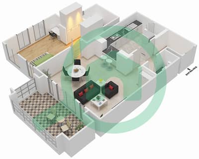 Zaafaran 5 - 1 Bed Apartments Unit 8 / Floor 2 Floor plan
