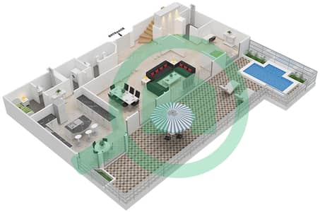 费尔蒙棕榈公寓南区 - 3 卧室顶楼公寓类型H戶型图