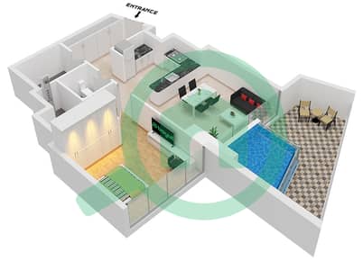 Binghatti Royale - Plano de planta de 1 habitación Apartamento Tipo/unidad 2 / UNIT 1,6 FLOOR 3-35 Binghatti Royale - Plano de planta de 1 habitación Apartamento Tipo/unidad 2 / UNIT 1,6 FLOOR 3-35