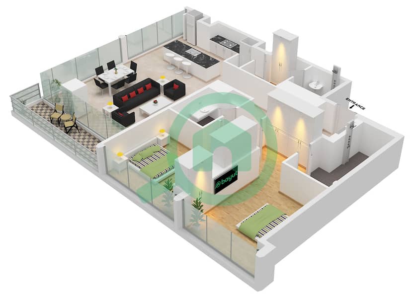 Verve Tower B - 2 Bedroom Apartment Type/unit A1 / UNIT 1 FLOOR 4-6 Floor plan interactive3D
