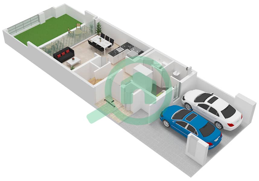 Lillia - Planimetria del piano di 3 Camere Villetta a schiera Tipo/unità JADE-A(M)/UNIT 4 PLEX-TH3 Type Jade-A(M) Unit 4 Plex-TH 03,6 Plex-TH 3,5,8 Plex-TH 3,5,7 Floor Ground interactive3D