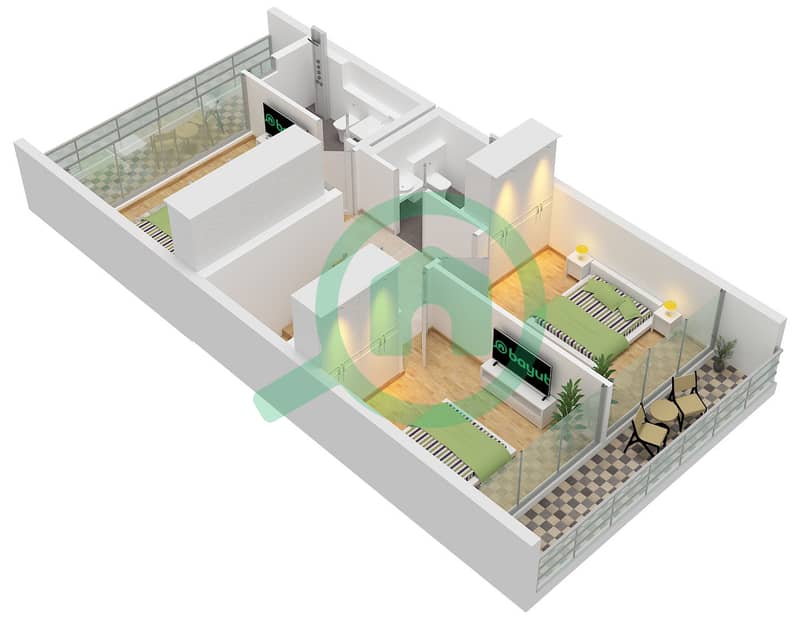 Lillia - Planimetria del piano di 3 Camere Villetta a schiera Tipo/unità JADE-A(M)/UNIT 4 PLEX-TH3 Type Jade-A(M) Unit 4 Plex-TH 03,6 Plex-TH 3,5,8 Plex-TH 3,5,7 Floor First interactive3D