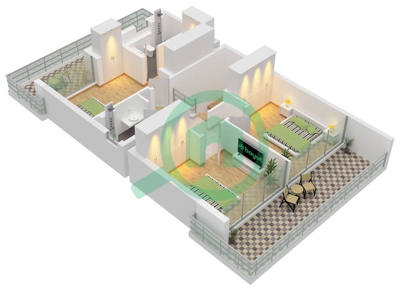 Lillia - Planimetria del piano di 4 Camere Villetta a schiera Tipo/unità JADE-A/UNIT 4 PLEX 1-TH1 Type Jade-A Unit 4 Plex 1-TH 1, 6 Plex-TH 1, 8 Plex-TH 1 Floor First interactive3D