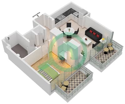 Azizi Wares - 1 Bedroom Apartment Type/unit 1A / UNIT 09 FLOOR 2-7 Floor plan
