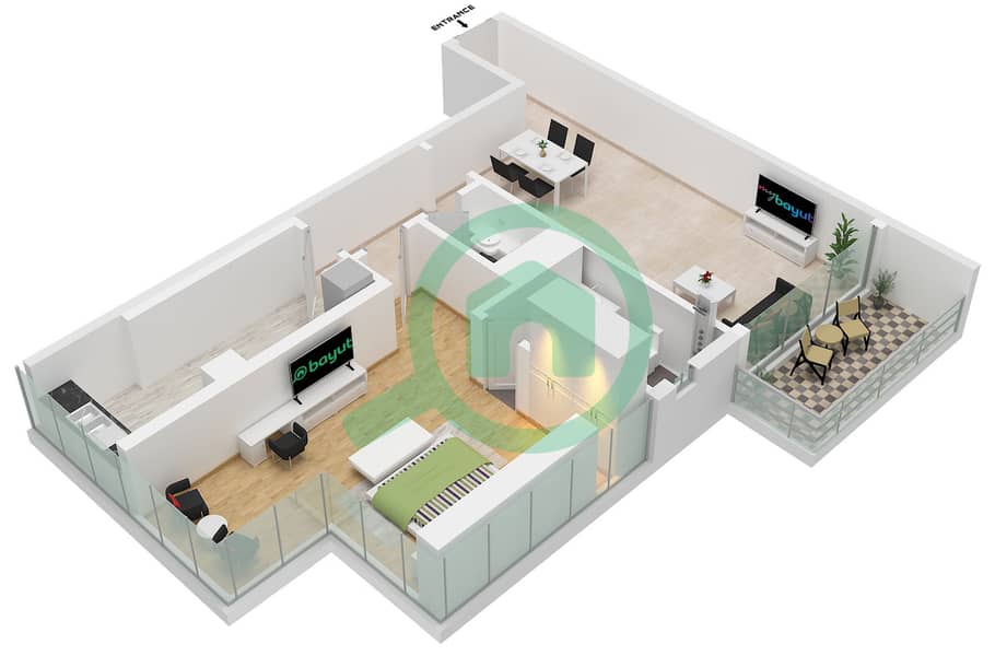 Type K Unit 07 Floor 3,11,15 Graygate Residences - 1 Bedroom Apartment Type/unit K / UNIT 07 FLOOR 3,11,15 Floor plan Type K Unit 07 Floor 3,11,15 interactive3D