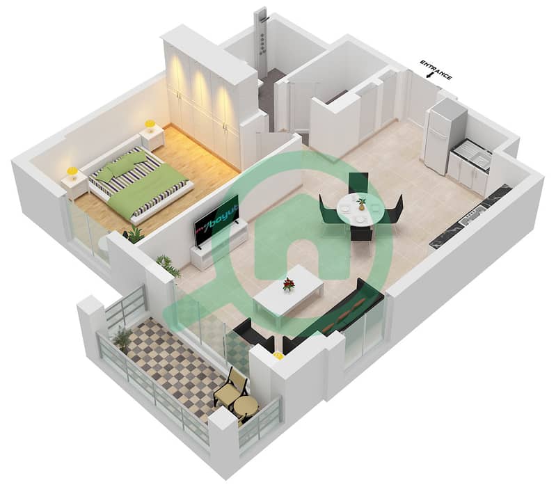 La Sirene Tower 1 - 1 Bedroom Apartment Type/unit 4 / UNIT 6 FLOOR 2-6 Floor plan Type 4 Unit 6 Floor 2-6 interactive3D