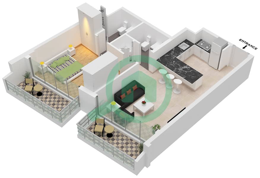 W1NNER Tower - 1 Bedroom Apartment Type/unit H / UNIT 1 FLOOR 3 Floor plan interactive3D