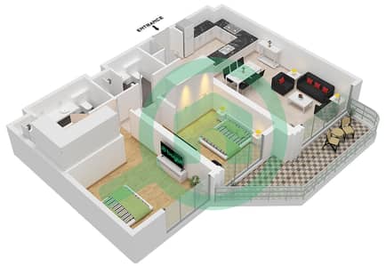 Bay Grove Residences Building 1 - Planimetria del piano di 2 Camere Appartamento Tipo/unità B / UNIT 4 FLOOR 1-4 Bay Grove Residences Building 1 - Planimetria del piano di 2 Camere Appartamento Tipo/unità B / UNIT 4 FLOOR 1-4