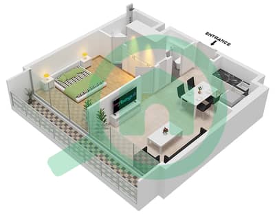 المخططات الطابقية لتصميم النموذج / الوحدة A2 / UNIT 04 FLOOR 5 شقة 1 غرفة نوم - نسق 3