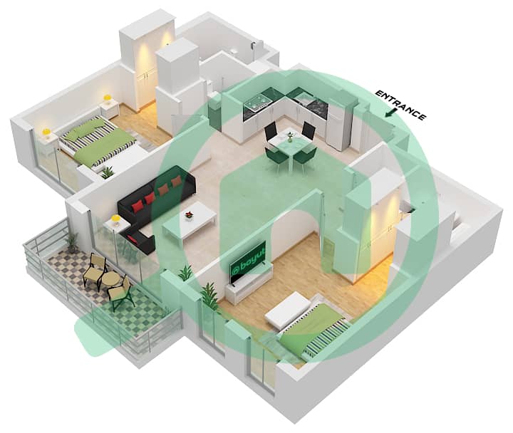 Holland Gardens - 2 Slaapkamers Appartement Type D(M) Plattegrond interactive3D