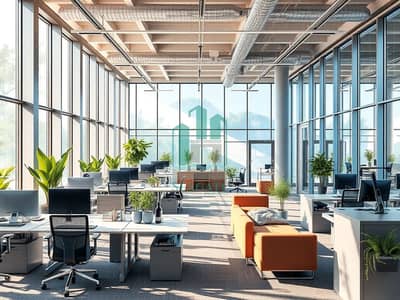 Office for Rent in Dubai Investments Park (DIP), Dubai - A_realistic_commercial_office_interior_featuring_modern_furniture_large_windows_with_natural_light_sleek_desks_with_computers_ergonomic_chairs_and_indoor_plants. _The_design_should_include_elements_like_a_meeting_r. jpeg