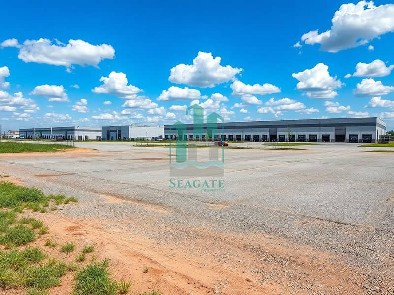 2 A_large_empty_industrial_lot_with_a_flat_open_surface_of_gravel_and_dirt_surrounded_by_grass_and_low_shrubs. _In_the_background_there_are_several_modern_industrial_buildings_with_large_windows_and_loading_docks. _The_s. jpeg