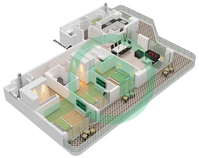Bay Grove Residences Building 1 - Planimetria del piano di 3 Camere Appartamento Tipo/unità D / UNIT 4 FLOOR 6 Bay Grove Residences Building 1 - Planimetria del piano di 3 Camere Appartamento Tipo/unità D / UNIT 4 FLOOR 6