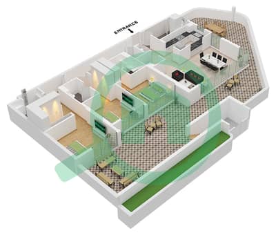 Bay Grove Residences Building 1 - Planimetria del piano di 3 Camere Appartamento Tipo/unità G / UNIT 1 FLOOR GROUND Bay Grove Residences Building 1 - Planimetria del piano di 3 Camere Appartamento Tipo/unità G / UNIT 1 FLOOR GROUND