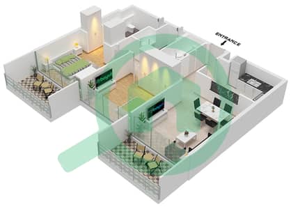 Vida Residence Aljada - 2 Bedroom Apartment Type A Floor plan