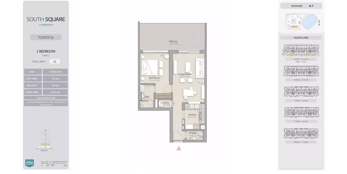 1 BR floor plan