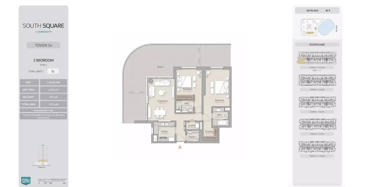 2 BR floor plan