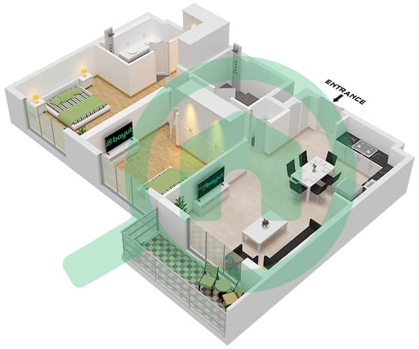 Type 3 Unit 12,13 Floor 2-13 
Unit 11,12 Floor 14-16