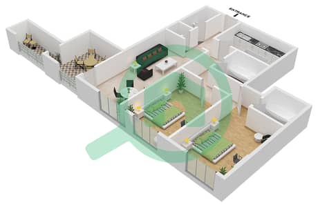 Gulfa Towers - 2 Bedroom Apartment Unit 1 Floor plan